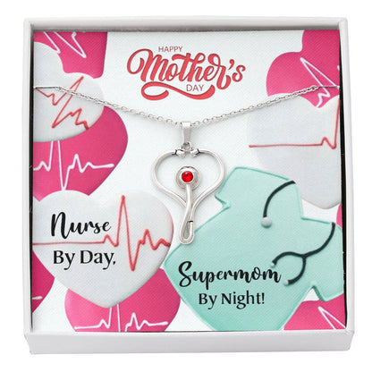 Supermom Nurse Gift - Mother's Day Stethoscope Necklace for Moms Who Save Lives