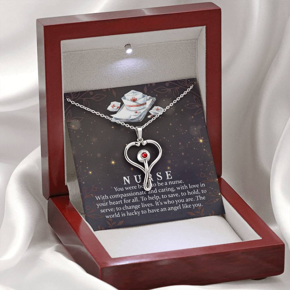 Nurse Appreciation Gift - Stethoscope Necklace with Inspirational Message Card for Nurses