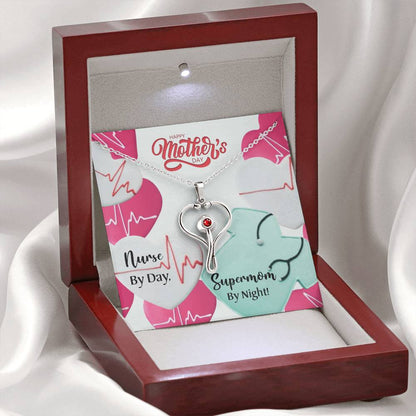 Supermom Nurse Gift - Mother's Day Stethoscope Necklace for Moms Who Save Lives