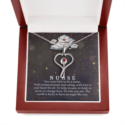 Nurse Appreciation Gift - Stethoscope Necklace with Inspirational Message Card for Nurses