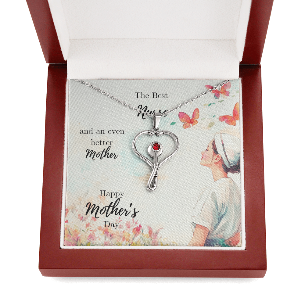 Nurse Mom Gift - Stethoscope Necklace with Heartfelt Mother's Day Message