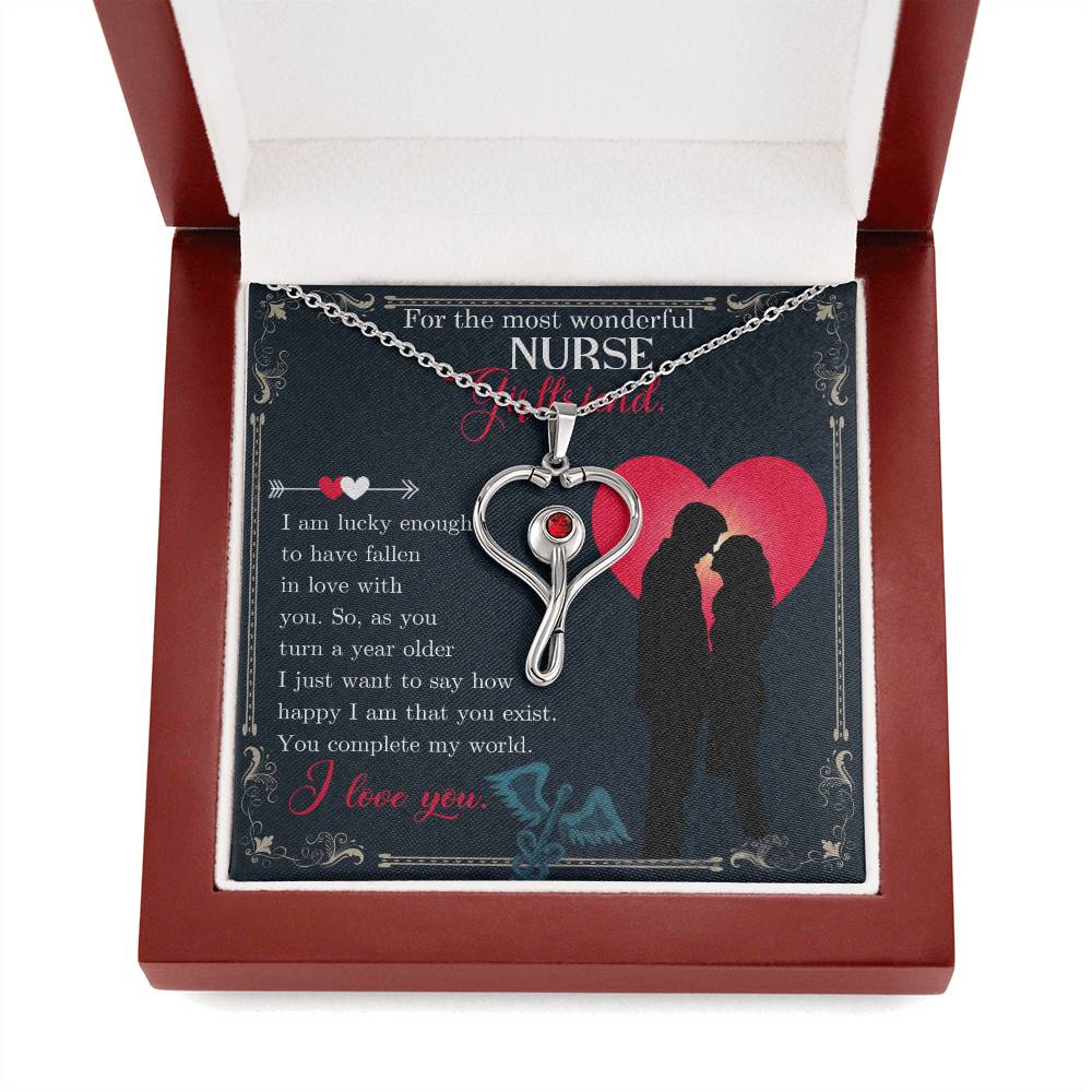 Nurse Girlfriend Birthday Gift - Stethoscope Necklace with Romantic Message Card