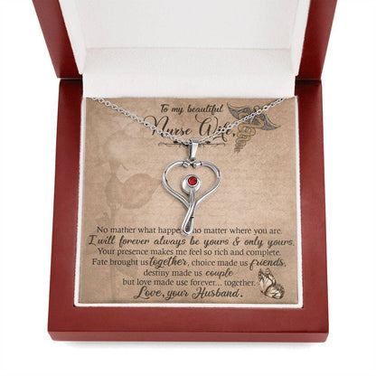 Beautiful Nurse Wife Gift - Stethoscope Necklace with Romantic Love Note from Husband