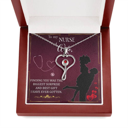 Nurse Wife Gift - Romantic Anniversary or Birthday Necklace with Message Card