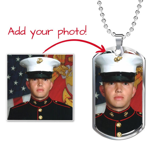 Personalized Photo Dog Tag Necklace with Custom Engraving