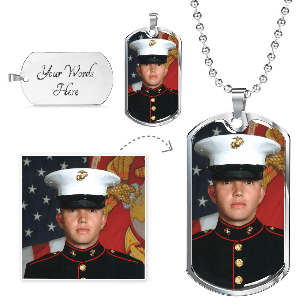 Personalized Photo Dog Tag Necklace with Custom Engraving