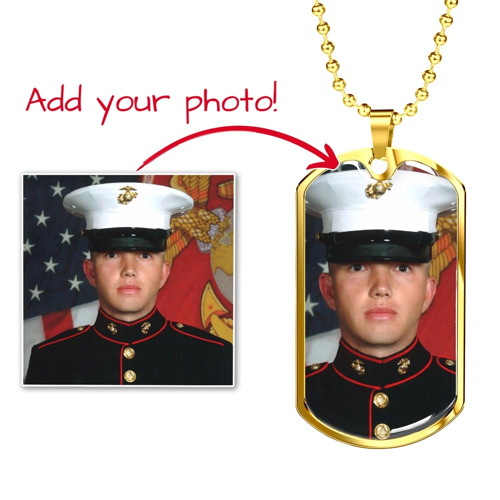 Personalized Photo Dog Tag Necklace with Custom Engraving