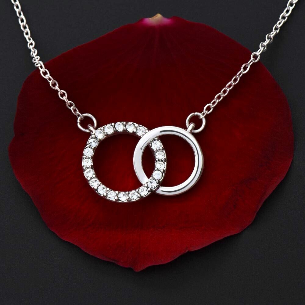 To My Daughter - Love, Your Mom, White Gold Finish With CZs Linked Circles Necklace, Perfect Gift for Daughters