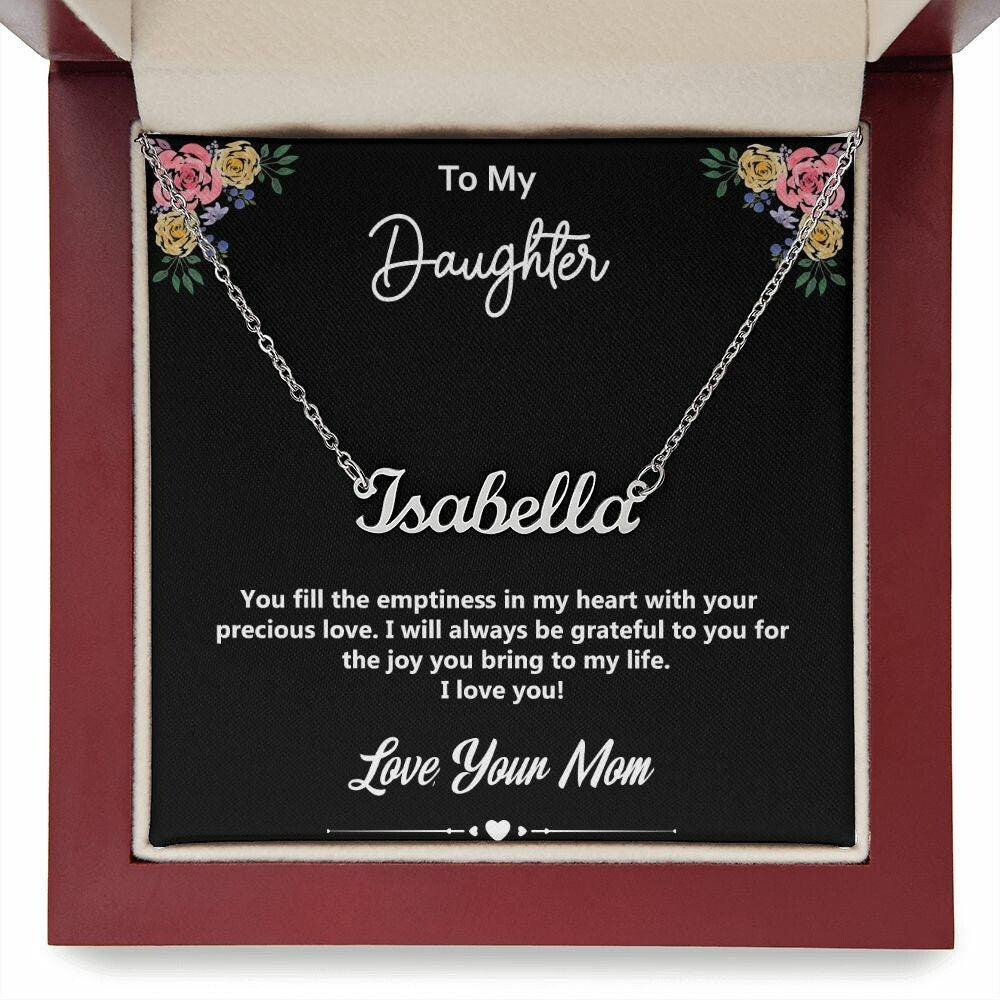 To My Daughter - Love, Your Mom, Personalized Name Necklace, Perfect Gift for Daughter, Script Name Necklace