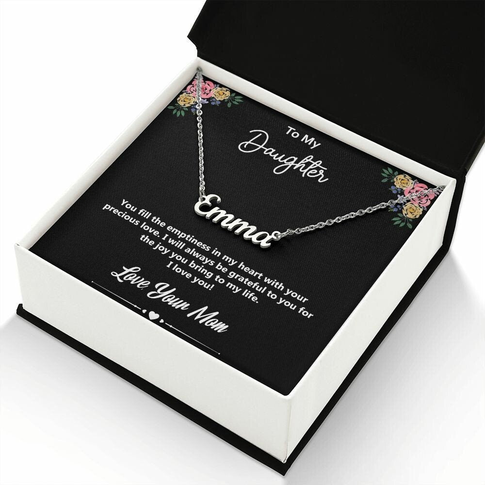 To My Daughter - Love, Your Mom, Personalized Name Necklace, Perfect Gift for Daughter, Script Name Necklace