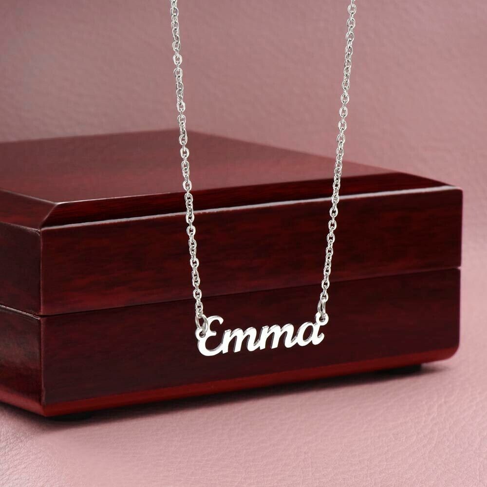 To My Daughter - Love, Your Mom, Personalized Name Necklace, Perfect Gift for Daughter, Script Name Necklace