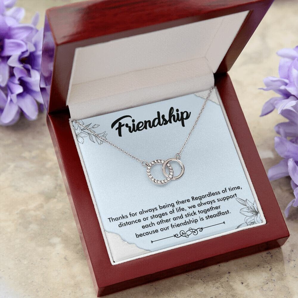 Friendship - Best Friends Linked Circles Necklace, 14k White Gold Finish, Circles Pendant, Perfect Gift for Her, Best Friend Gift