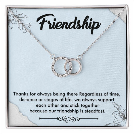 Friendship - Best Friends Linked Circles Necklace, 14k White Gold Finish, Circles Pendant, Perfect Gift for Her, Best Friend Gift