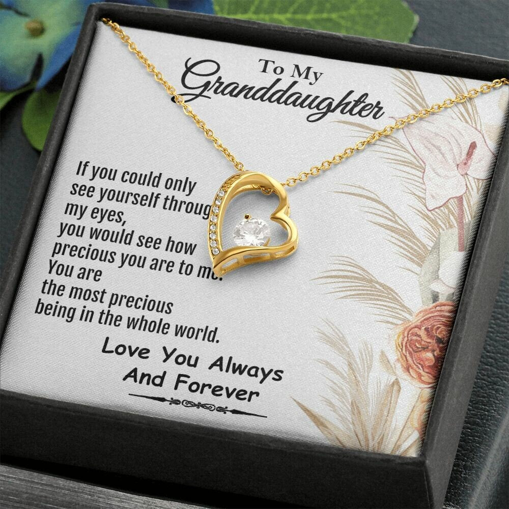 To My Granddaughter - You are the most precious being in the whole world, White Gold or Yellow Gold Finish, Perfect Gift for Granddaughters