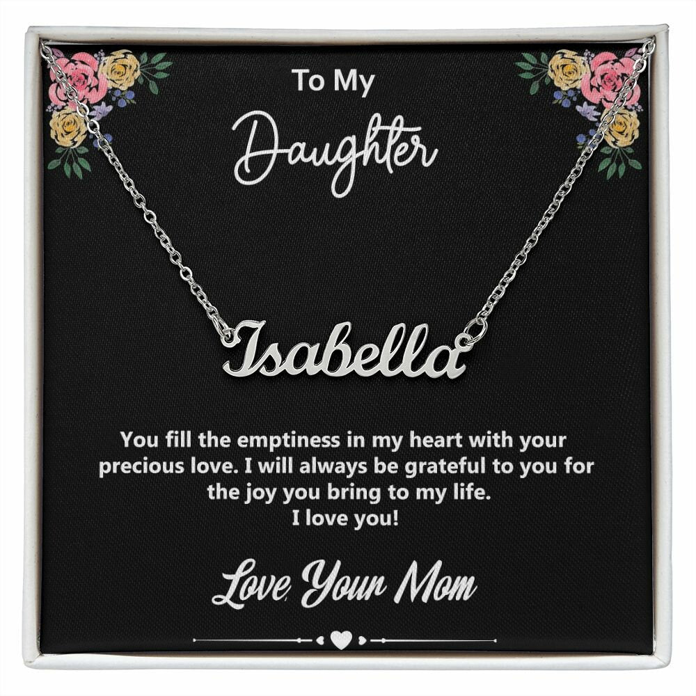 To My Daughter - Love, Your Mom, Personalized Name Necklace, Perfect Gift for Daughter, Script Name Necklace