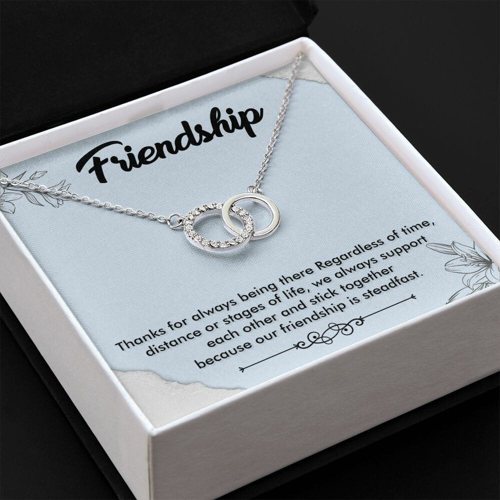 Friendship - Best Friends Linked Circles Necklace, 14k White Gold Finish, Circles Pendant, Perfect Gift for Her, Best Friend Gift